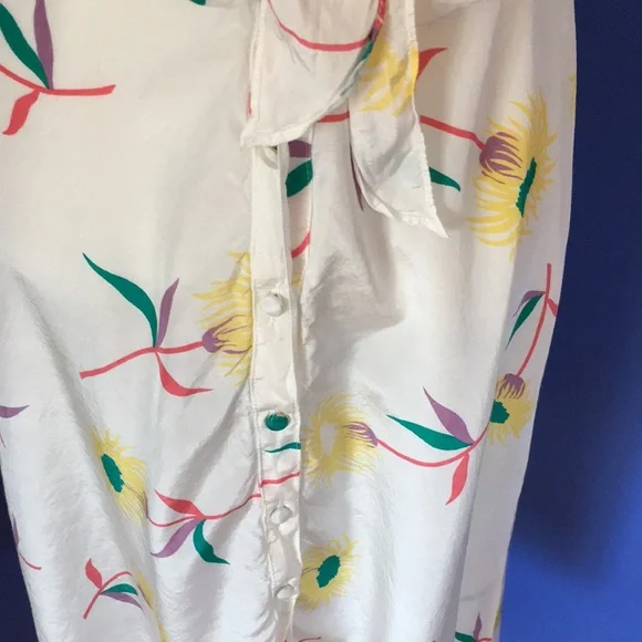 Vintage 70s-80s white floral summer day dress Hawaiian tropical flowers retro - Picture 7 of 14